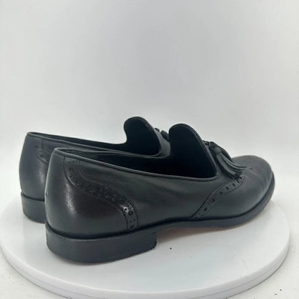 Salamander France Men Size 7.5 EU 40 Tasseled Loafer Slip On Shoes Black Leather